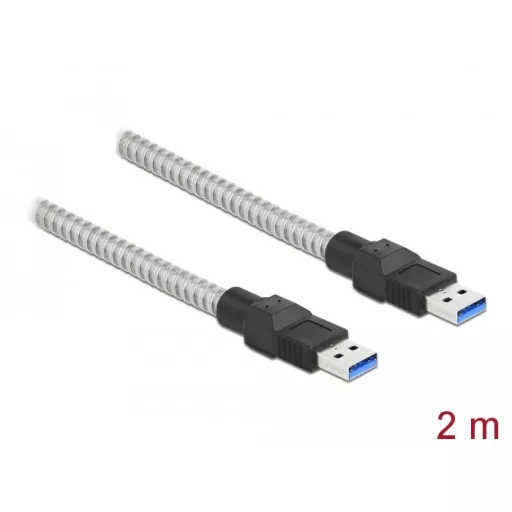 Delock USB 3.2 Gen 1, fém borítású kábel A-típusú apa   A-típusú, 2 méter (86776)