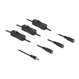   Delock DC kábel 5,5 x 2,1 mm apa   3 db. DC anya kapcsolóval ellátott, 1 m (86795)