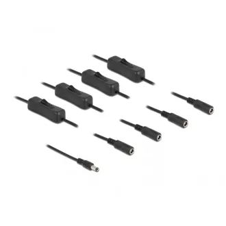   Delock DC kábel 5,5 x 2,1 mm apa   4 db. DC anya kapcsolóval ellátott, 1 m (86796)