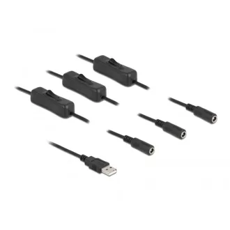  Delock A-típusú USB apa   3 db. DC 5,5 x 2,1 mm anya csatlakozójú, 1 méter hosszú kábel (86798)