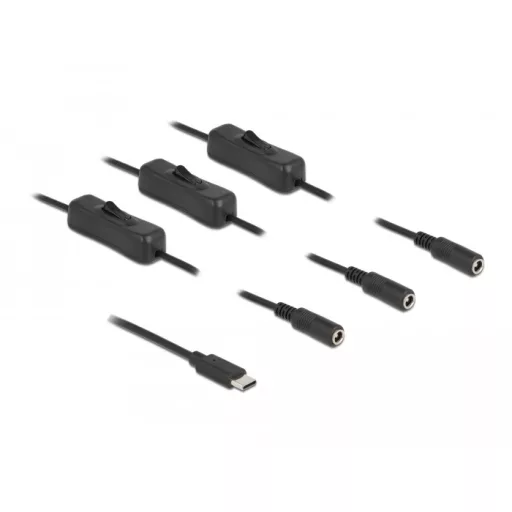 Delock USB Type-C  apa   3 db. DC 5,5 x 2,1 mm anya csatlakozójú, 1 méter hosszú kábel (86801)