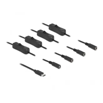   Delock USB Type-C  apa   4 db. DC 5,5 x 2,1 mm anya csatlakozójú, 1 méter hosszú kábel (86802)