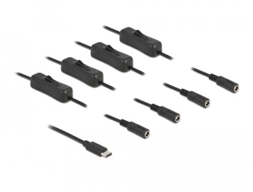 Delock USB Type-C  apa   4 db. DC 5,5 x 2,1 mm anya csatlakozójú, 1 méter hosszú kábel