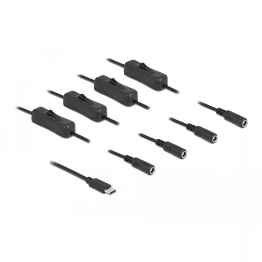 Delock USB Type-C  apa   4 db. DC 5,5 x 2,1 mm anya csatlakozójú, 1 méter hosszú kábel (86802)