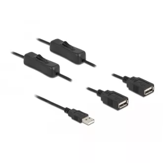   Delock USB A-típusú kábel apa   2 db. USB A-típusú anya kapcsolóval ellátott, 1 m (86803)