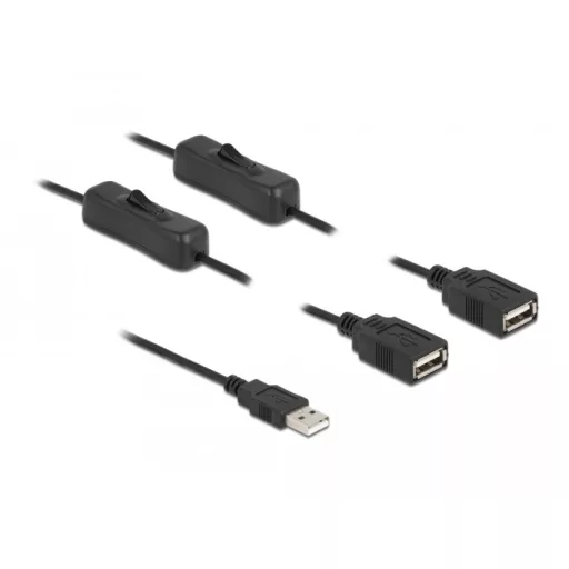Delock USB A-típusú kábel apa   2 db. USB A-típusú anya kapcsolóval ellátott, 1 m (86803)