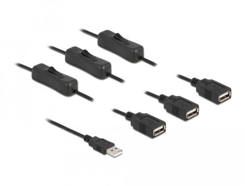 Delock USB A-típusú kábel apa   3 db. USB A-típusú anya kapcsolóval ellátott, 1 m