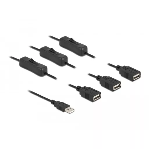 Delock USB A-típusú kábel apa   3 db. USB A-típusú anya kapcsolóval ellátott, 1 m (86804)