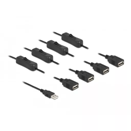 Delock USB A-típusú kábel apa   4 db. USB A-típusú anya kapcsolóval ellátott, 1 m (86805)