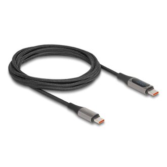   Delock USB 2.0 Kábel USB Type-C  apa - apa csatlakozóval tápmérővel, PD 3.0 100 W, 2 m (86809)