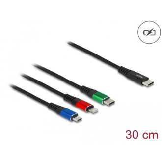   Delock 30 cm hosszú, USB töltő kábel 3 az 1 USB Type-C  apa Lightning -, Micro USB- és USB Type-C  csatlakozáshoz (86820)