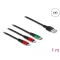 Delock 1 m hosszú, USB töltő kábel 3 az 1 A-típusú apa 2 x Lightning -, es USB Type-C  csatlakozáshoz (86821)