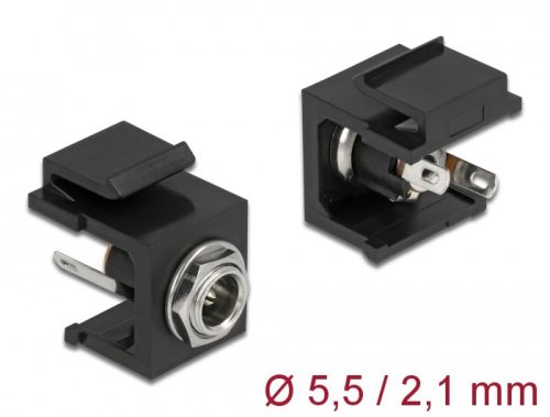 Delock Keystone modul, DC 5,5 x 2,1 mm-csatlakozóhüvely, fekete (86849)