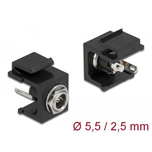 Delock Keystone modul, DC 5,5 x 2,5 mm-csatlakozóhüvely, fekete (86850)