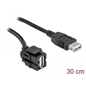   Delock Keystone modul, USB 2.0 A-csatlakozóhüvely 250  > USB 2.0 A-csatlakozóhüvely, kábellel fekete (86870)