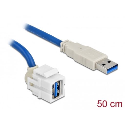 Delock Keystone modul, USB 3.0 A-csatlakozóhüvely 250  > USB 3.0 A-csatlakozódugó, kábellel (86871)