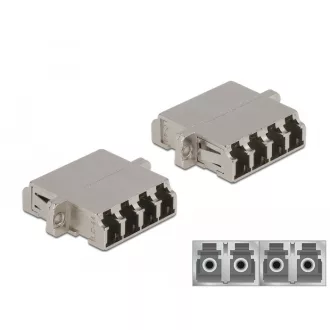   Delock LC optikai szálas csatlakozó Quad anya - LC Quad anya, egymódosú fém (86875)