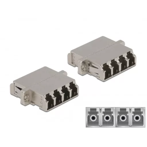 Delock LC optikai szálas csatlakozó Quad anya - LC Quad anya, egymódosú fém (86875)