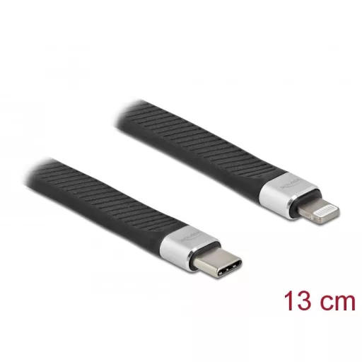 Delock FPC lapos csík kábel USB Type-C  - Lightning  iPhone , iPad  és iPod  készülékhez 13 cm (86941)