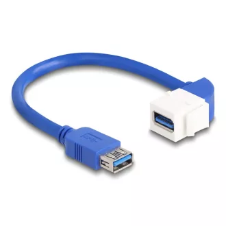   Delock Keystone modul USB kábel 5 Gbps A-típusú USB anya - A-típusú USB anya 90 -ban hajlított 20 cm, kék (86964)
