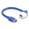 Delock Keystone modul USB kábel 5 Gbps A-típusú USB anya - A-típusú USB anya 90 -ban hajlított 20 cm, kék (86964)