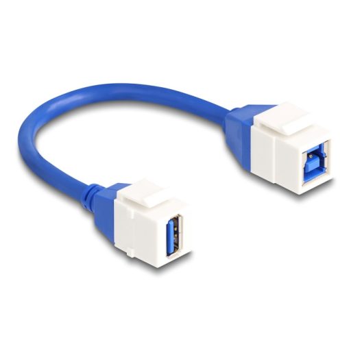 Delock Keystone modul USB kábel 5 Gbps A-típusú USB anya   B-típusú USB anya 20 cm, kék (86970)