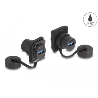   Delock D-típusú Modul USB 3.2 Gen 1 A-típusú anya   USB 3.2 Gen 1 A-típusú anya védő fedéllel IP67 (86971)