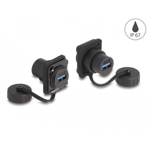 Delock D-típusú Modul USB 3.2 Gen 1 A-típusú anya   USB 3.2 Gen 1 A-típusú anya védő fedéllel IP67 (86971)