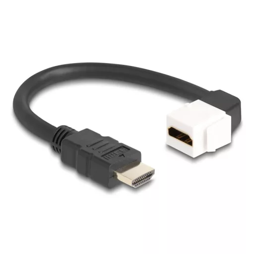 Delock Keystone modul HDMI kábel apa - anya 90 -ban hajlított 8K 60 Hz 20 cm, fekete (86974)