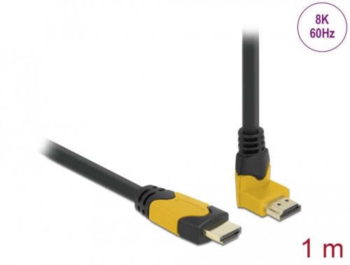 Delock High Speed HDMI kábel egyenes csatlakozódugóval - csatlakozódugóval 90  ívelt felfelé 48 Gbps (86988)