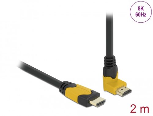 Delock High Speed HDMI kábel egyenes csatlakozódugóval - csatlakozódugóval 90  ívelt felfelé 48 Gbps