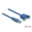Delock Kábel, USB 3.0-s A típusú bementi csatlakozós > USB 3.0-s A-típusú csatlakozóhüvely, panelrögzítés, 25 cm (86994)