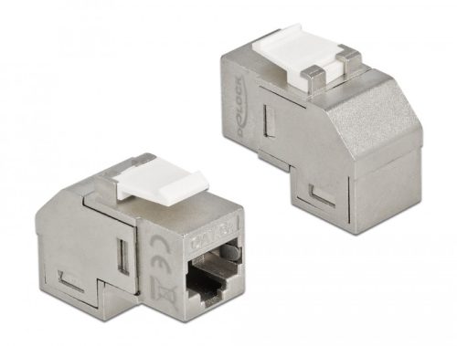 Delock Keystone modul, RJ45-aljzat - RJ45-aljzat, Cat.6A, 90 fokos szögű (86997)