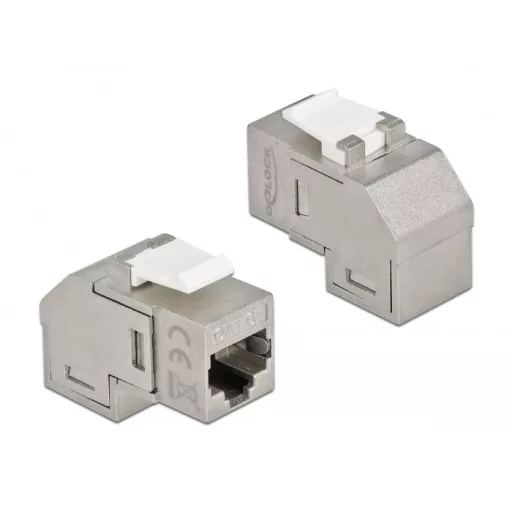 Delock Keystone modul, RJ45-aljzat - RJ45-aljzat, Cat.6A, 90 fokos szögű (86997)