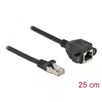   Delock Hálózat bővítő kábel S/FTP RJ45 apa - RJ45 anya Cat.6A, 25 cm hosszú, fekete (86998)