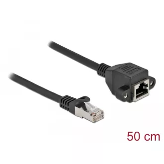   Delock Hálózat bővítő kábel S/FTP RJ45 apa - RJ45 anya Cat.6A, 50 cm hosszú, fekete (86999)