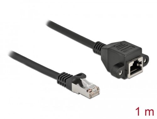 Delock Hálózat bővítő kábel S/FTP RJ45 apa - RJ45 anya Cat.6A, 1 m hosszú, fekete