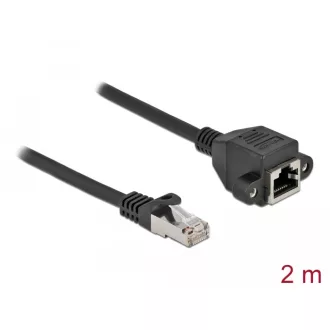   Delock Hálózat bővítő kábel S/FTP RJ45 apa - RJ45 anya Cat.6A, 2 m hosszú, fekete (87002)