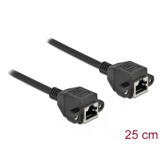   Delock Hálózat bővítő kábel S/FTP RJ45 anya - RJ45 anya Cat.6A, 25 cm hosszú, fekete (87006)