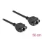 Delock Hálózat bővítő kábel S/FTP RJ45 anya - RJ45 anya Cat.6A, 50 cm hosszú, fekete (87008)