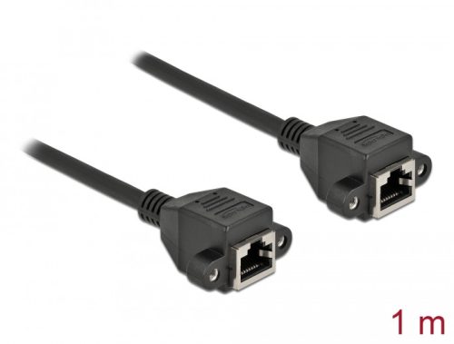 Delock Hálózat bővítő kábel S/FTP RJ45 anya - RJ45 anya Cat.6A, 1 m hosszú, fekete