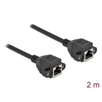   Delock Hálózat bővítő kábel S/FTP RJ45 anya - RJ45 anya Cat.6A, 2 m hosszú, fekete (87010)