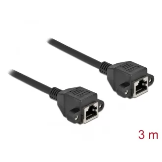   Delock Hálózat bővítő kábel S/FTP RJ45 anya - RJ45 anya Cat.6A, 3 m hosszú, fekete (87011)
