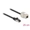 Delock Kábel RJ45 apa - Keystone modul RJ45 anya Cat.6A, 25 cm hosszú, fekete (87022)