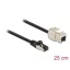 Delock Kábel RJ45 apa - Keystone modul RJ45 anya Cat.6A, 25 cm hosszú, fekete (87022)