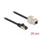 Delock Kábel RJ45 apa - Keystone modul RJ45 anya Cat.6A, 25 cm hosszú, fekete