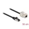Delock Kábel RJ45 apa - Keystone modul RJ45 anya Cat.6A, 50 cm hosszú, fekete (87025)