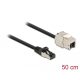 Delock Kábel RJ45 apa - Keystone modul RJ45 anya Cat.6A, 50 cm hosszú, fekete