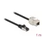 Delock Kábel RJ45 apa - Keystone modul RJ45 anya Cat.6A, 1 m hosszú, fekete (87027)