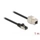 Delock Kábel RJ45 apa - Keystone modul RJ45 anya Cat.6A, 1 m hosszú, fekete